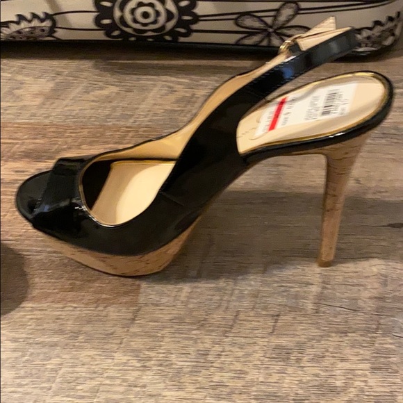 Jessica Simpson Black Peep toe stiletto cork - Picture 2 of 3